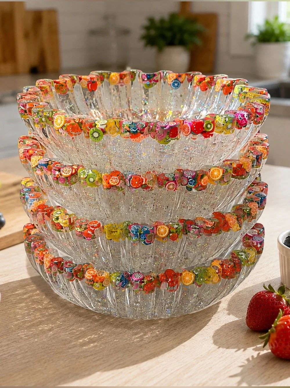 Colorful Fruity Resin Serving Bowl - Set of 4